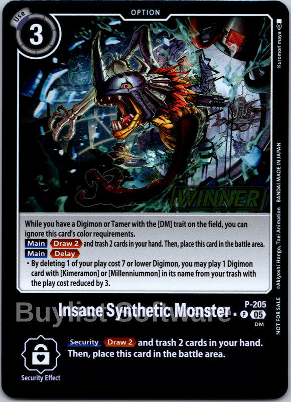 Insane Synthetic Monster (Store Tournament 2025 Vol.4 Winner Pack) [P-205 P] [Digimon Promotion Cards] Foil