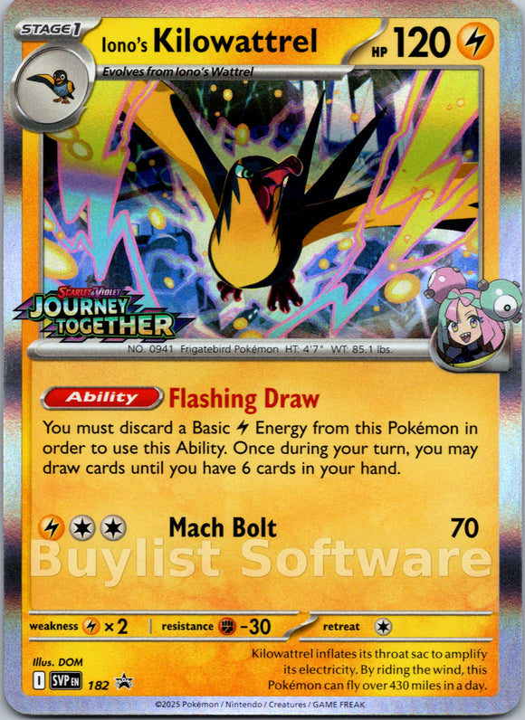 Iono's Kilowattrel [182] [Scarlet & Violet Promo Cards] Holofoil