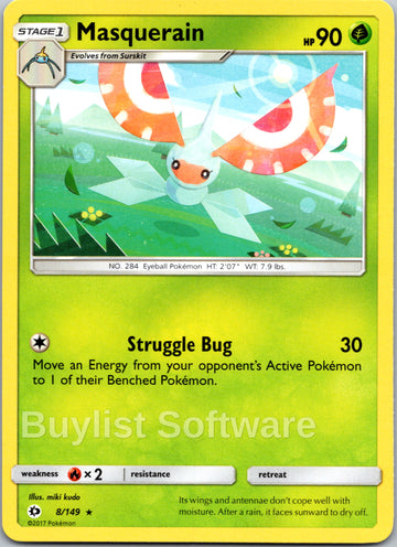 Masquerain [8/149] [Sun & Moon Base Set] Reverse Holofoil