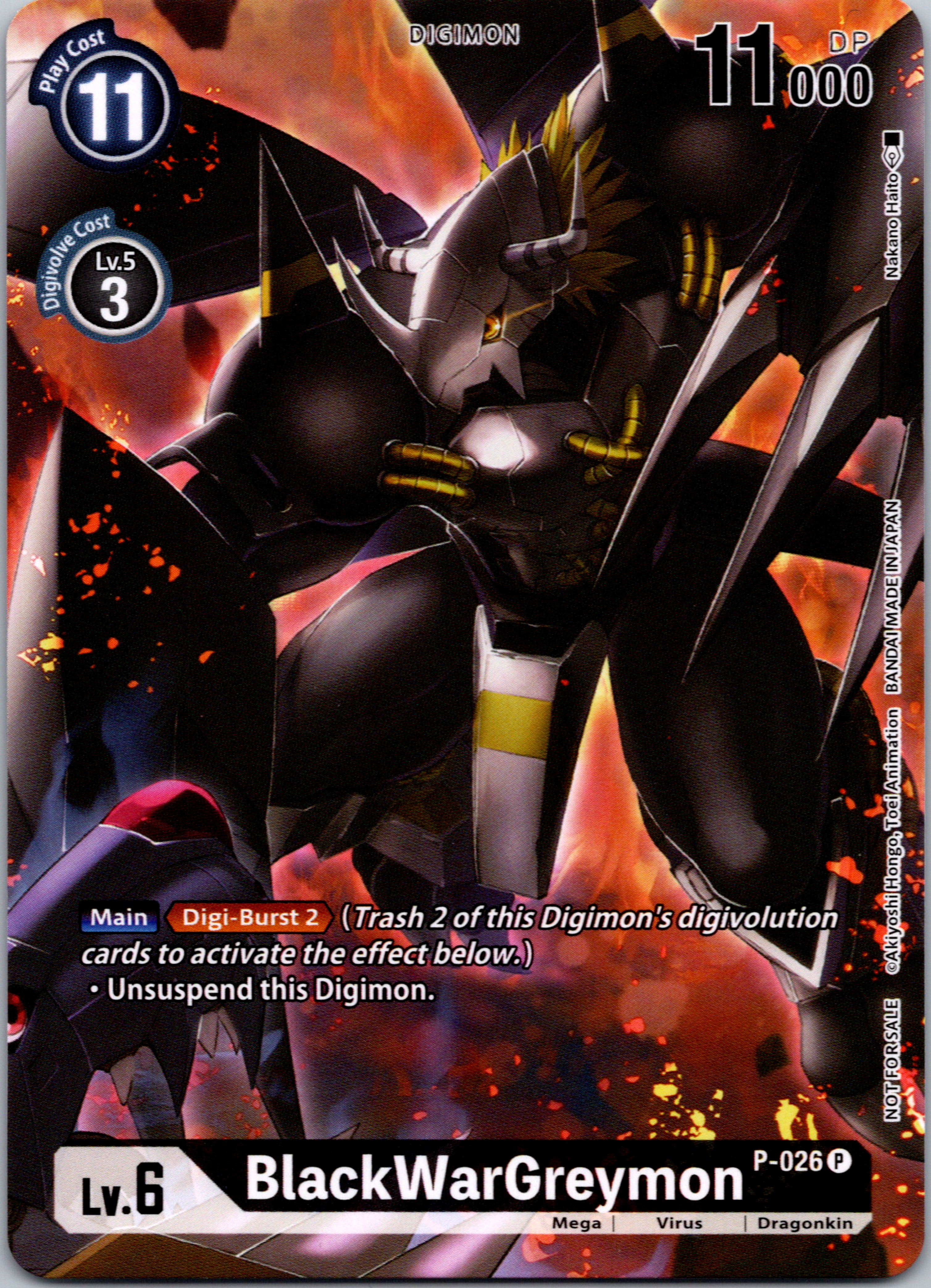 BlackWarGreymon - P-026 (Winner Pack Across Time) [P-026] [Digimon Promotion Cards] Foil