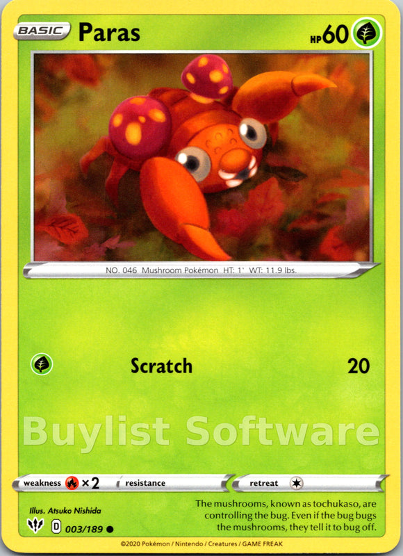 Paras (003/189) [SWSH03: Darkness Ablaze]