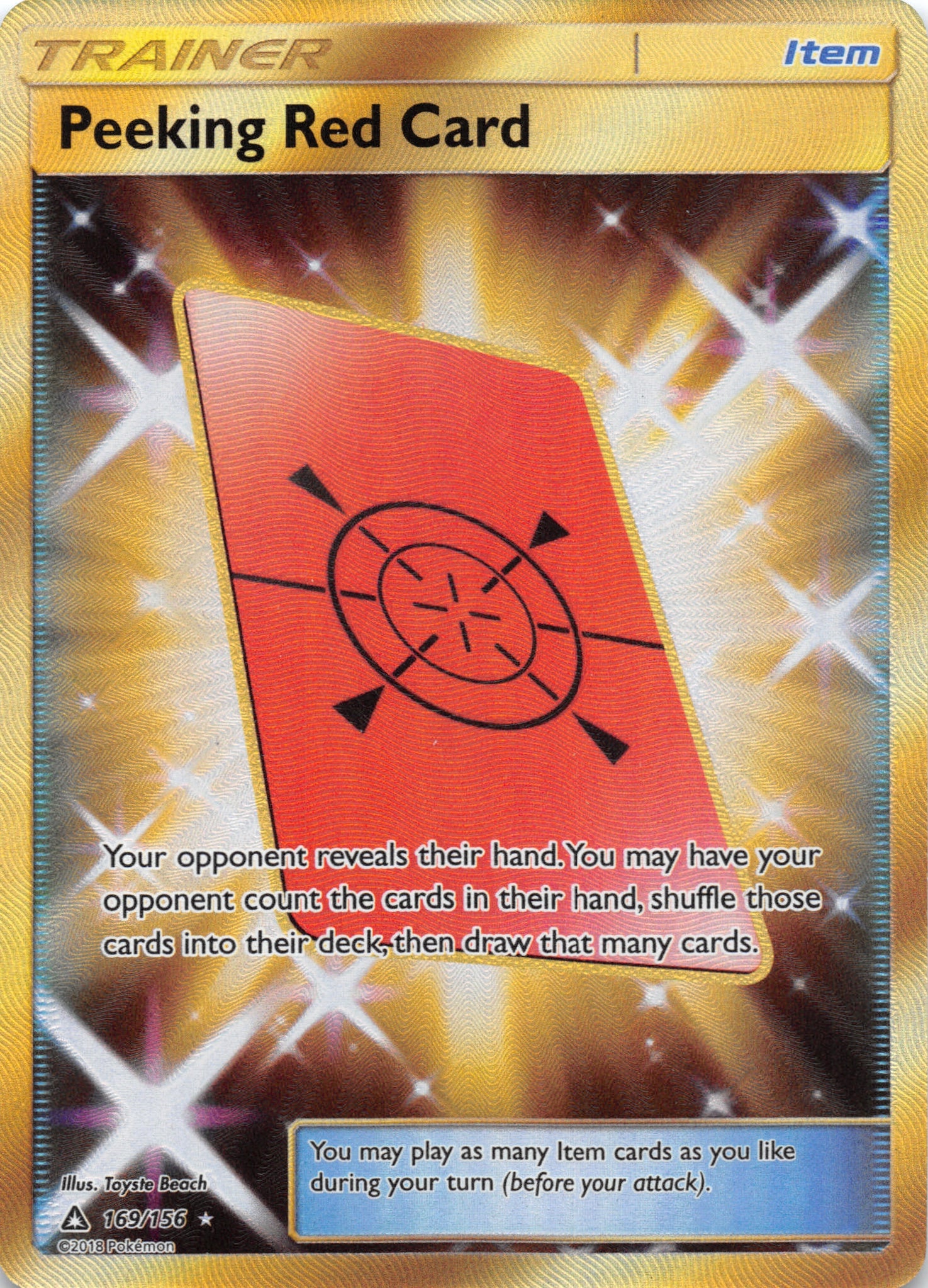 Peeking Red Card (Secret Rare) [169/156] [Ultra Prism] Holofoil