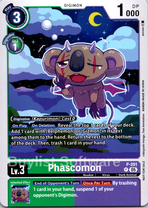 Phascomon (Store Tournament 2025 Vol.4 Participation Pack) [P-201 P] [Digimon Promotion Cards]