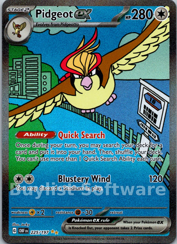 Pidgeot ex (225/197) [Scarlet & Violet: Obsidian Flames]