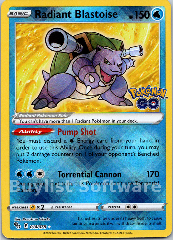 Radiant Blastoise (018/078) [Pokémon  GO]
