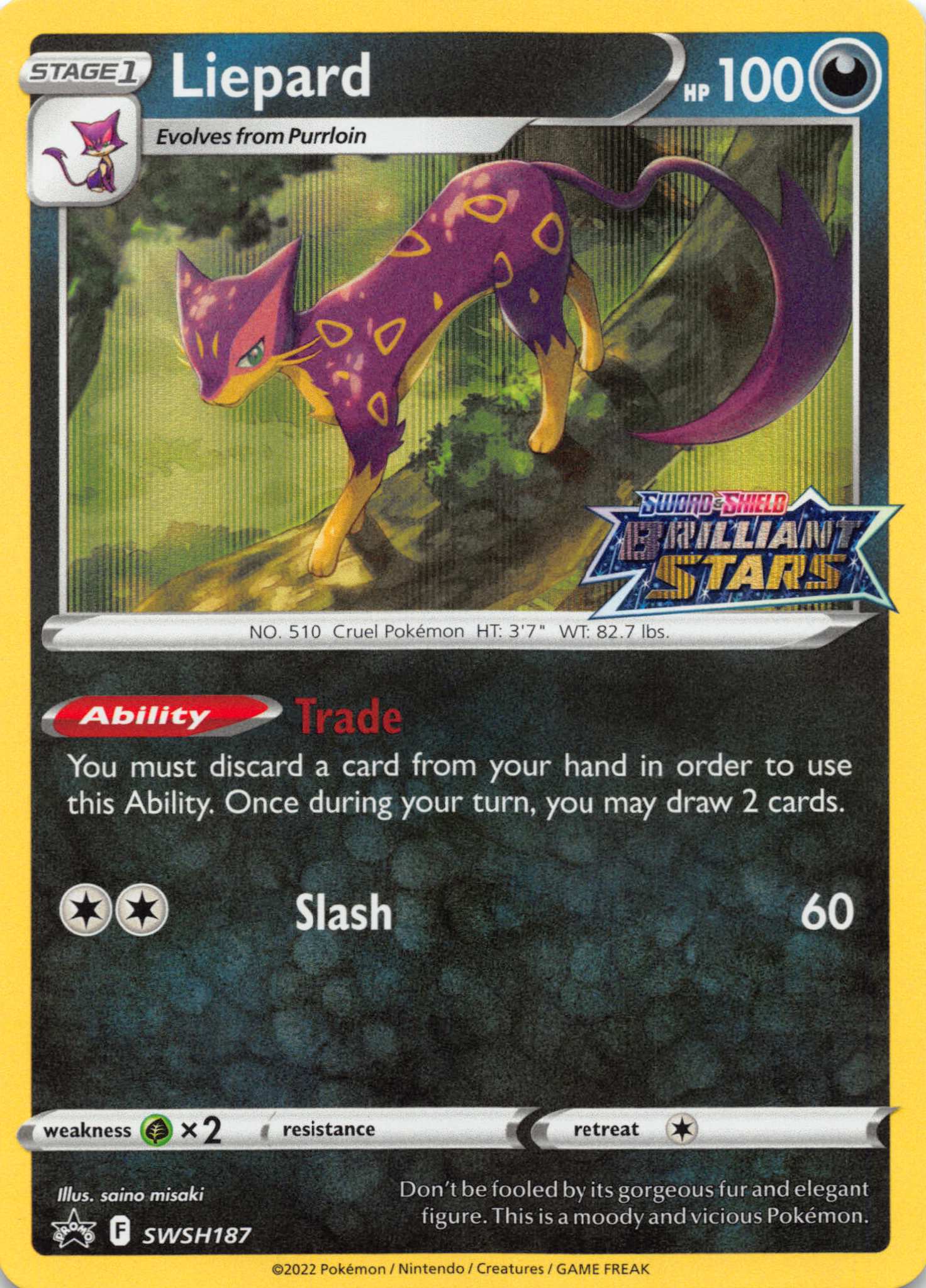 Liepard (SWSH187) (Prerelease Promo) [Sword & Shield: Black Star Promos]