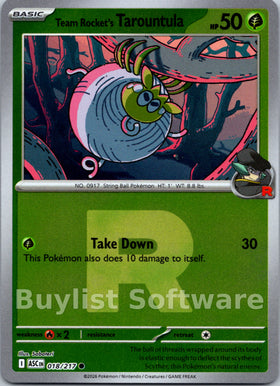 Team Rocket's Tarountula (Team Rocket) [018/217] [Ascended Heroes] Reverse Holofoil