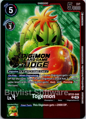 Togemon (Judge Pack 2025 Wave 2) [BT22-048 C] [Cyber Eden] Foil