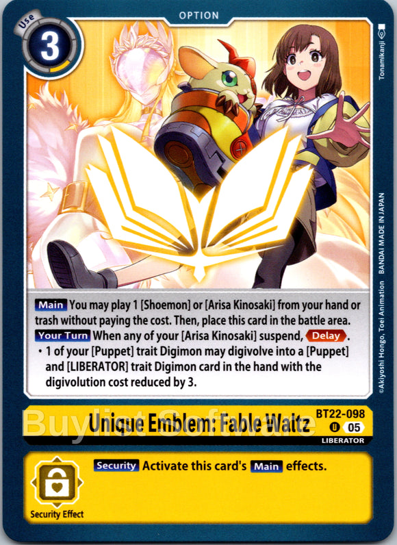 Unique Emblem: Fable Waltz [BT22-098 U] [Cyber Eden]