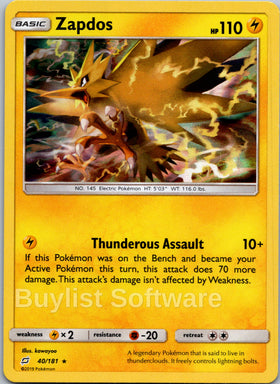 Zapdos (040/181) [Sun & Moon: Team Up]