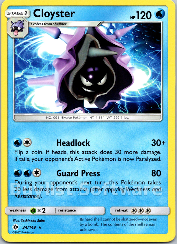Cloyster [34/149] [Sun & Moon Base Set] Reverse Holofoil
