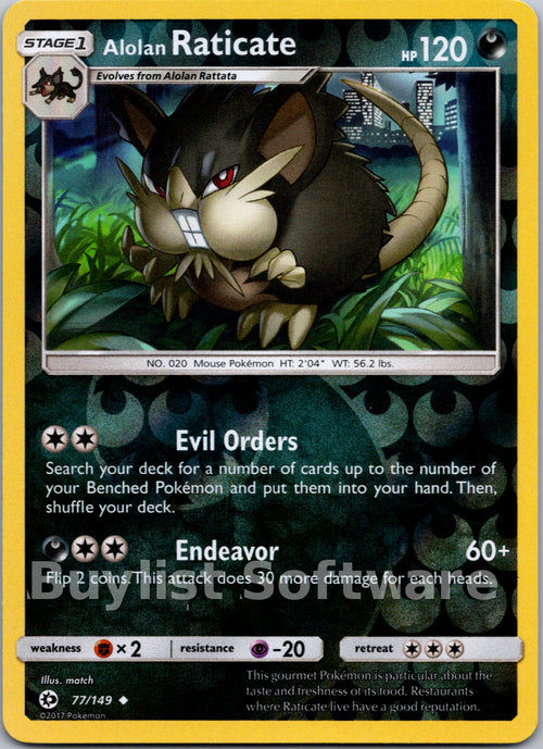 Alolan Raticate [77/149] [Sun & Moon Base Set] Reverse Holofoil