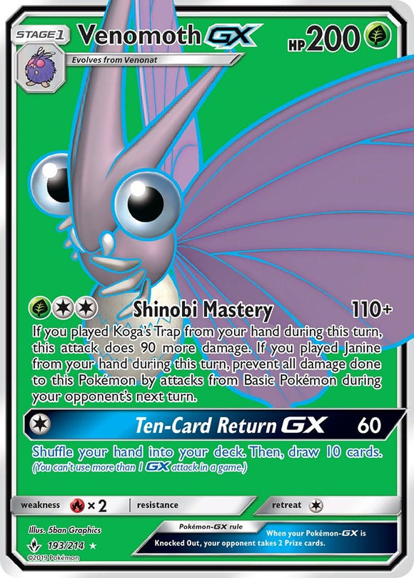 Venomoth GX [193/214] [Unbroken Bonds] Holofoil