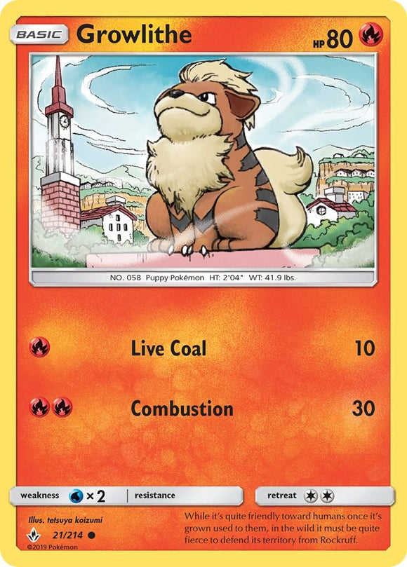 Growlithe [21/214] [Unbroken Bonds] Reverse Holofoil