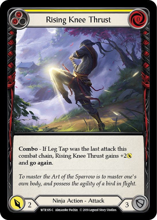 Rising Knee Thrust (Yellow) [WTR105] [Welcome to Rathe] 1st Edition Rainbow Foil