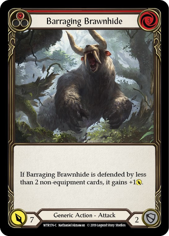 Barraging Brawnhide (Red) [WTR176] [Welcome to Rathe] 1st Edition Rainbow Foil