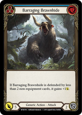 Barraging Brawnhide (Blue) [WTR178] [Welcome to Rathe] 1st Edition Rainbow Foil