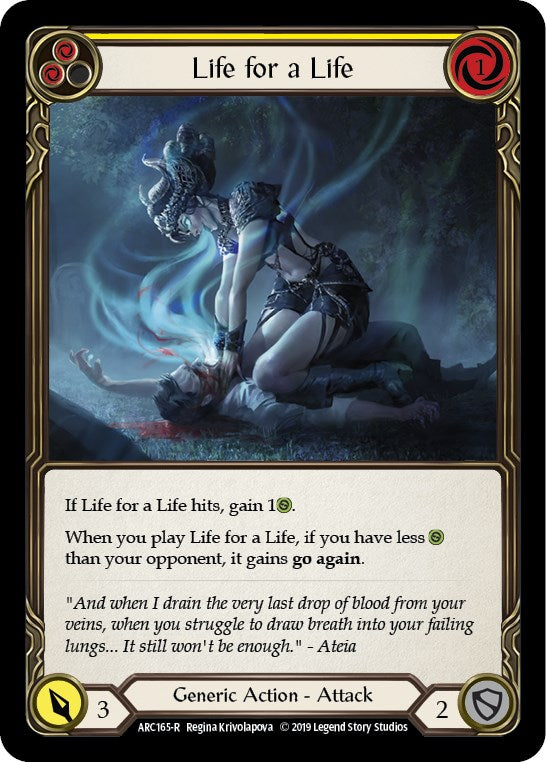 Life for a Life (Yellow) [ARC165] [Arcane Rising] 1st Edition Normal