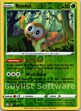 Rowlet [006/072] [Shining Fates] Reverse Holofoil