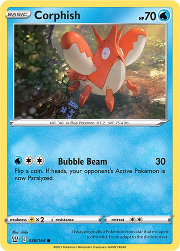 Corphish [038/163] [Battle Styles] Reverse Holofoil