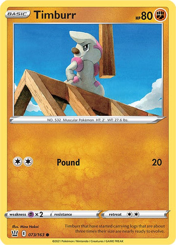 Timburr [073/163] [Battle Styles] Reverse Holofoil
