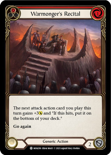 Warmonger's Recital (Red) [MON299] [Monarch] Unlimited Edition Rainbow Foil