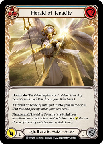 Herald of Tenacity (Blue) [MON025] [Monarch] 1st Edition Rainbow Foil