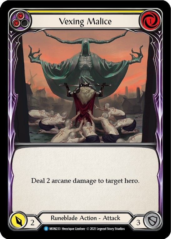 Vexing Malice (Yellow) [MON233] [Monarch] Unlimited Edition Rainbow Foil