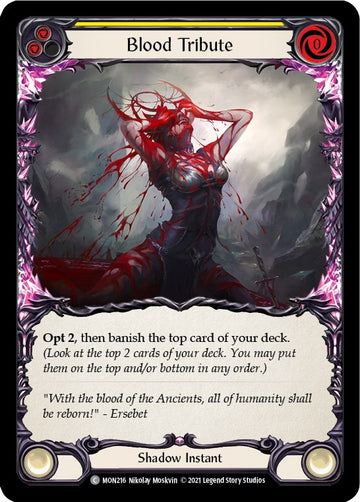 Blood Tribute (Yellow) [MON216] [Monarch] Unlimited Edition Rainbow Foil