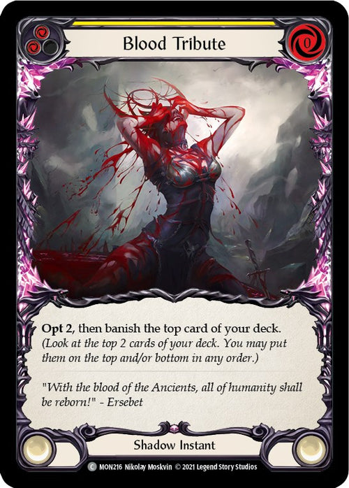 Blood Tribute (Yellow) [MON216] [Monarch] Unlimited Edition Rainbow Foil