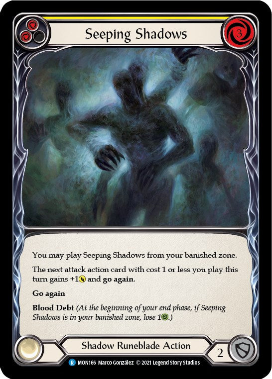 Seeping Shadows (Yellow) [MON166] [Monarch] Unlimited Edition Rainbow Foil