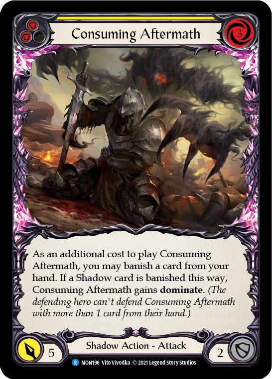 Consuming Aftermath (Yellow) [MON196] [Monarch] Unlimited Edition Rainbow Foil