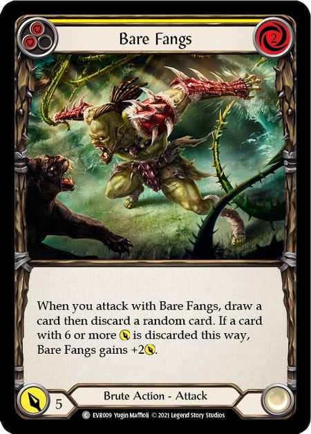 Bare Fangs (Yellow) [EVR009] [Everfest] 1st Edition Rainbow Foil