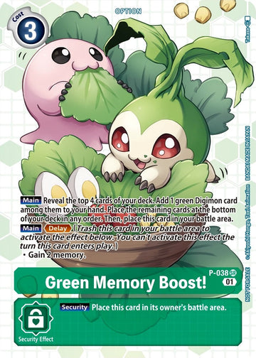 Green Memory Boost! (Next Adventure Box Promotion Pack) [P-038] [Digimon Promotion Cards] Foil