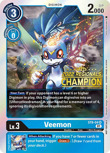 Veemon (2022 Championship Online Regional) [Online Champion] [ST8-04] [Starter Deck 08: Ulforce Veedramon] Foil