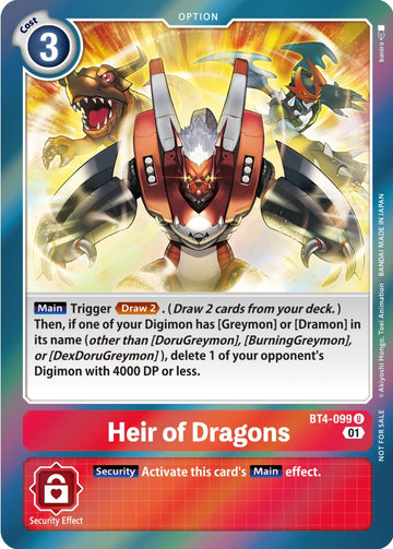 Heir of Dragons (ST-11 Special Entry Pack) [BT4-099] [Great Legend] Foil