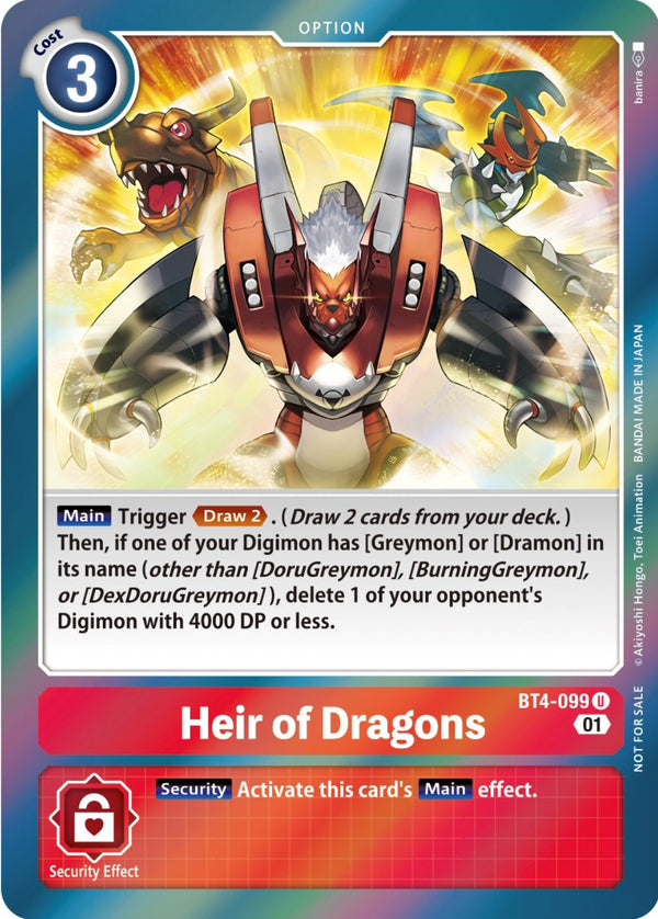 Heir of Dragons (ST-11 Special Entry Pack) [BT4-099] [Great Legend] Foil