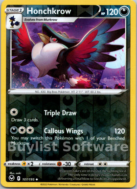 Honchkrow [107/195] [Silver Tempest] Reverse Holofoil