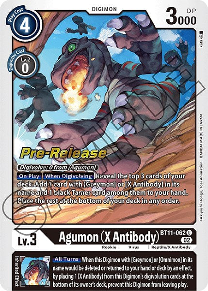 Agumon (X Antibody) [BT11-062 U] [Dimensional Phase Pre-Release Cards] Foil