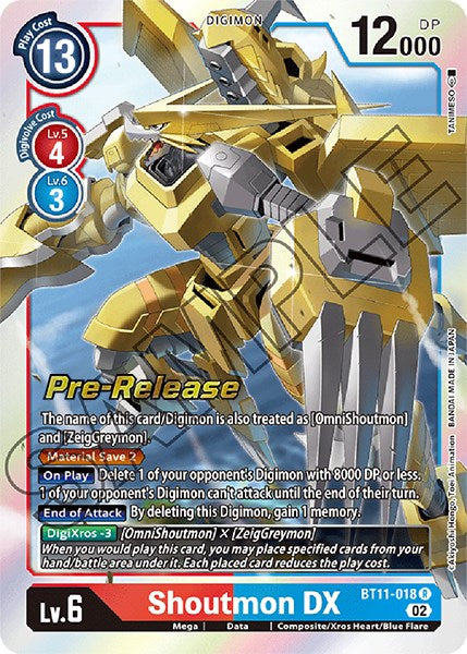 Shoutmon DX [BT11-018] [Dimensional Phase Pre-Release Cards] Foil