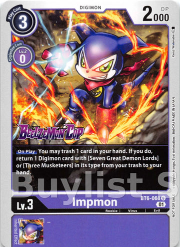 Impmon (Beelzemon Cup Participation) [BT6-068] [Starter Deck 14: Beelzemon Advanced Deck Set Pre-Release Cards] Foil