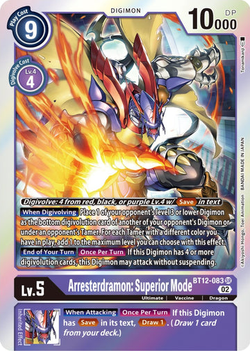 Arresterdramon: Superior Mode [BT12-083 SR] [Across Time] Foil