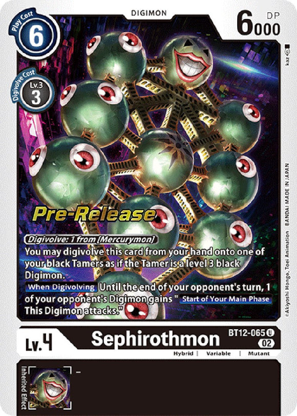 Sephirothmon [BT12-065] [Across Time Pre-Release Cards] Foil