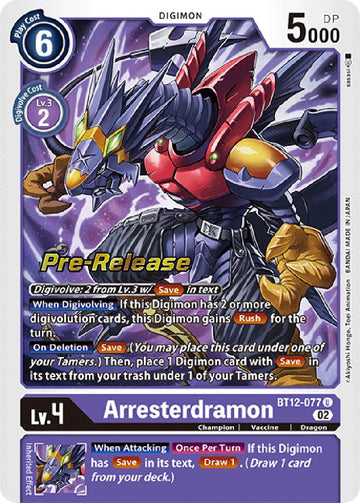 Arresterdramon [BT12-077 U] [Across Time Pre-Release Cards] Foil
