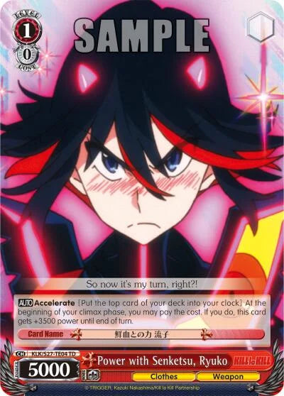 4d91944a-0b46-47fa-bea9-fb030e9bcfeb | ws-klk/s27-te04-td-nf-killlakill-t-tri-nm | Power with Senketsu, Ryuko (TD)