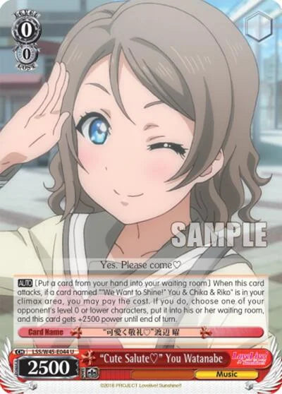 4d91944a-0b46-47fa-bea9-fb030e9bcfeb | ws-lss/w45-e044-u-nf-lovelivesuns-unc-nm | "Cute Salute" You Watanabe