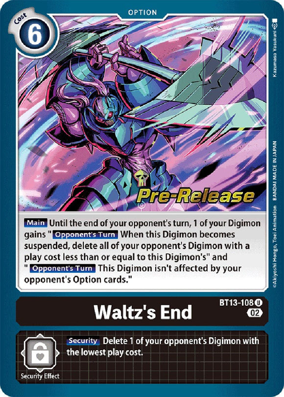 Waltz's End [BT13-108 U] [Versus Royal Knights Pre-Release Cards] Foil