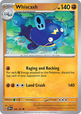 Whiscash [109/197] [Obsidian Flames] Reverse Holofoil