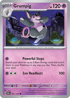 Grumpig [091/197] [Obsidian Flames] Reverse Holofoil