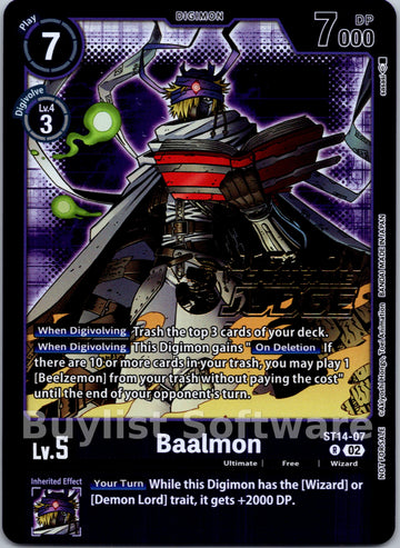 Baalmon - ST14-07 (Judge Pack 4) [ST14-07 R] [ Beelzemon Advanced Deck Set] Foil